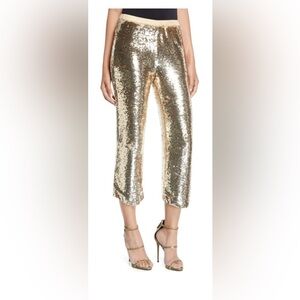 Elegant Gold or Black Sequin Cropped Pants